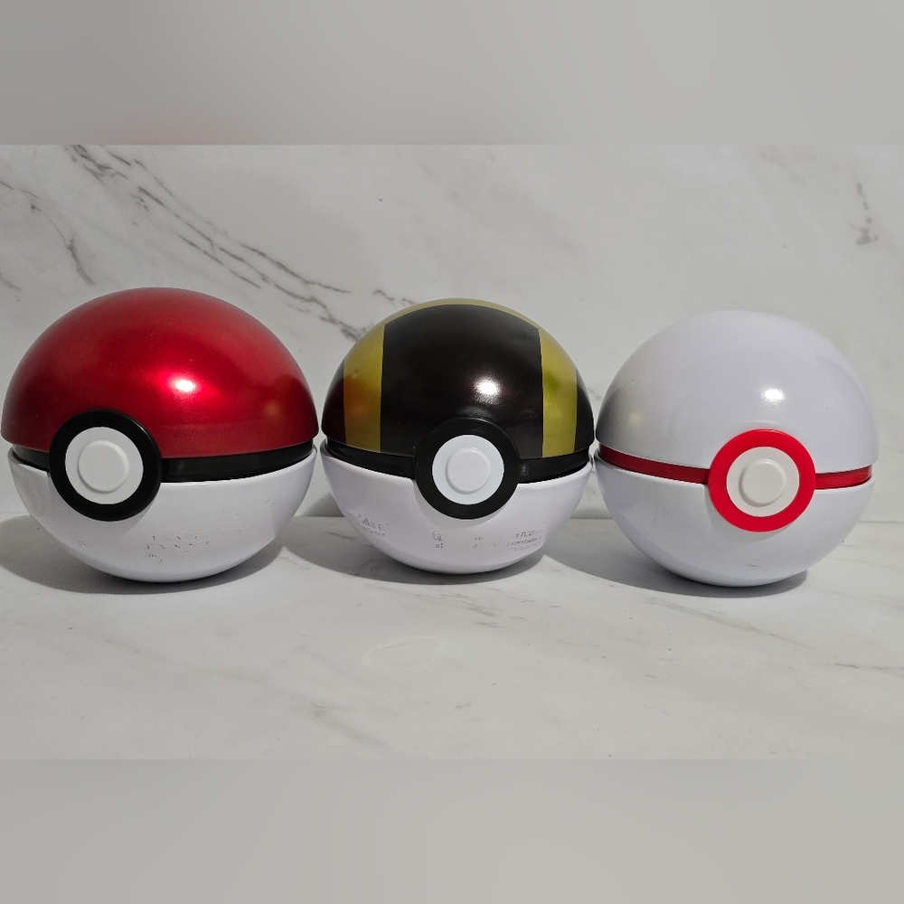 Lot of 3 Pokemon tins Pokeball (empty), Ultra Ball, premier ball, pokeball